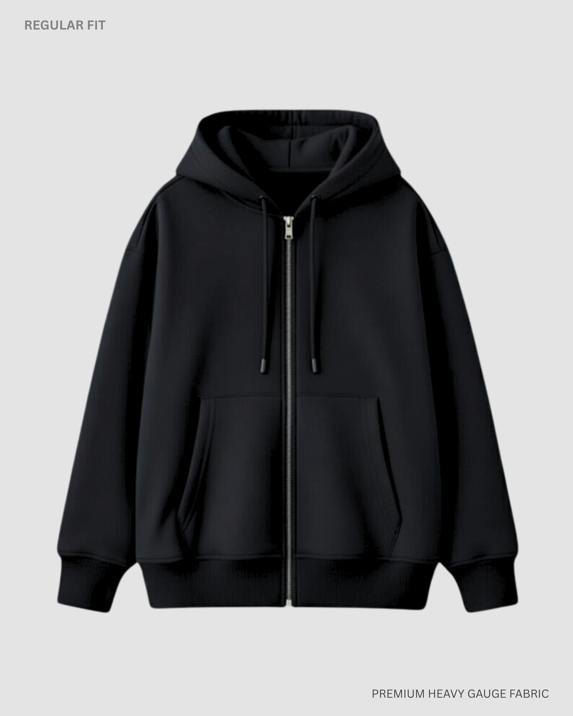 Basic Black Unisex Winter Zipper Hoodies BLACK