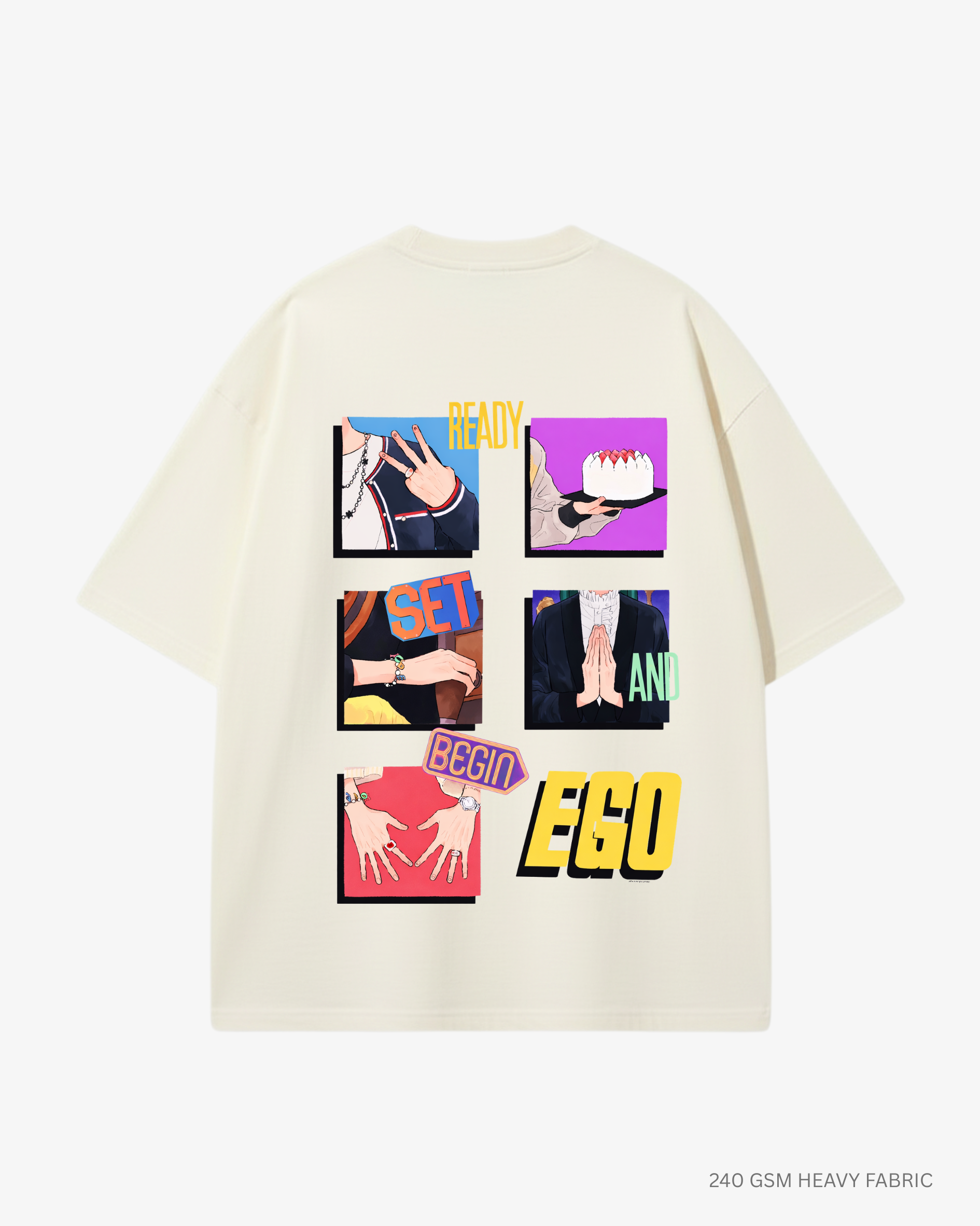 EGO Unisex Oversized T-Shirt | Antherr Core Off White Cotton 240 GSM