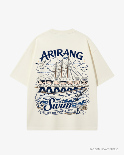 Chibi Swim Arirang Unisex Oversized T-Shirt | Antherr Core Off White Cotton 240 GSM