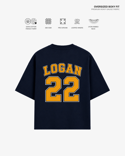 Briar U Hawks French Terry Oversized T-Shirt | Antherr Core LOGAN (NAVYBLUE) Cotton French Terry 260 GSM