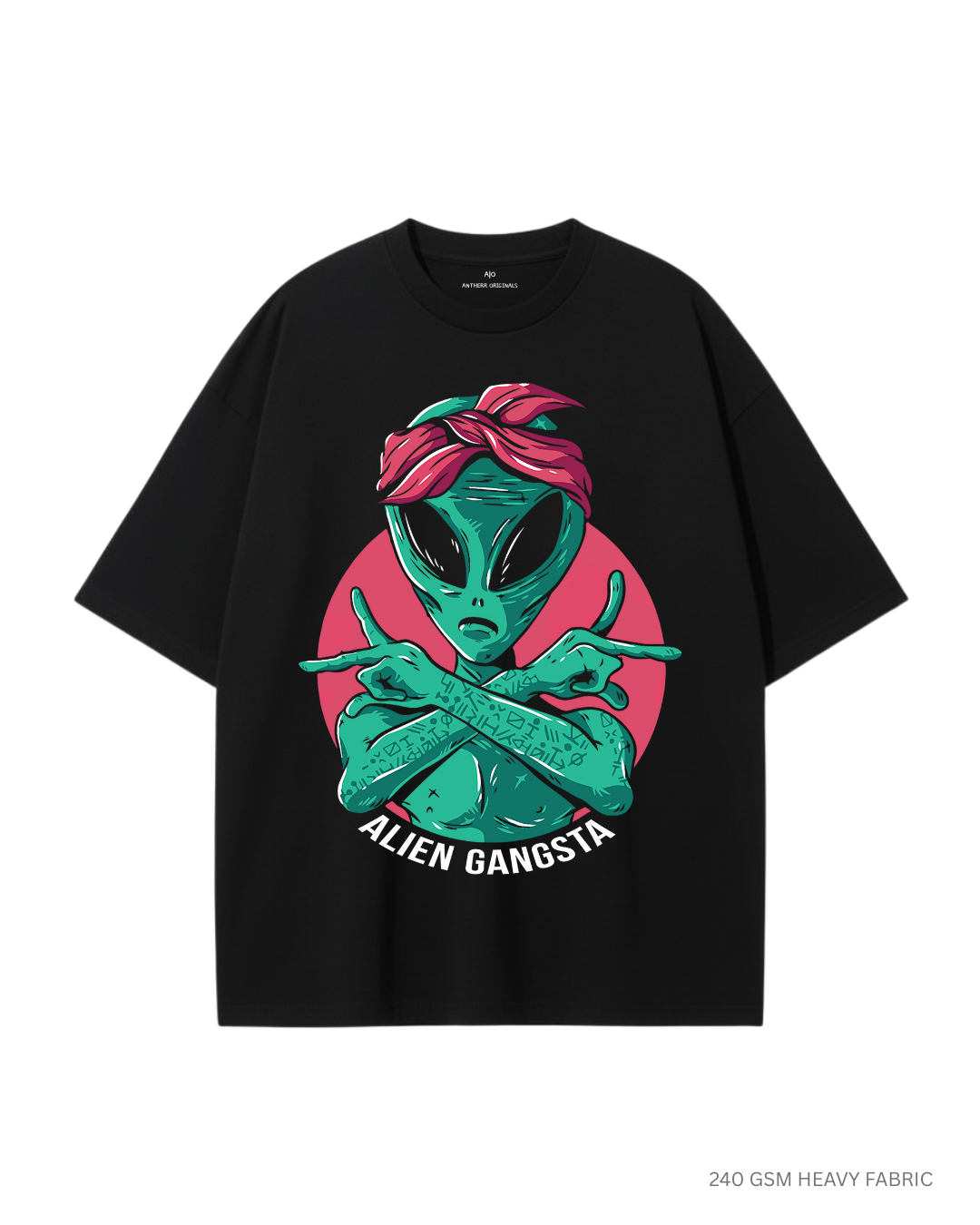 Alien Gangsta Unisex Oversized T-Shirt | Antherr Core BLACK