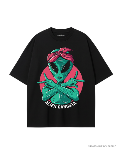 Alien Gangsta Unisex Oversized T-Shirt | Antherr Core BLACK