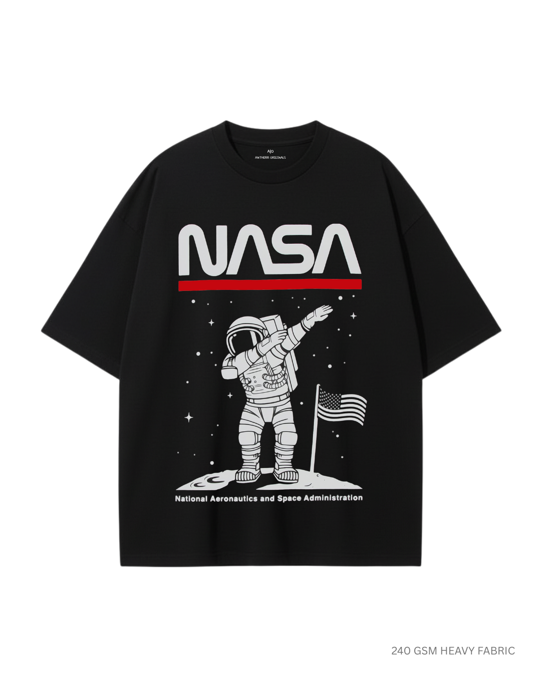 NASA Astronaut Dab Unisex Oversized T-Shirts BLACK