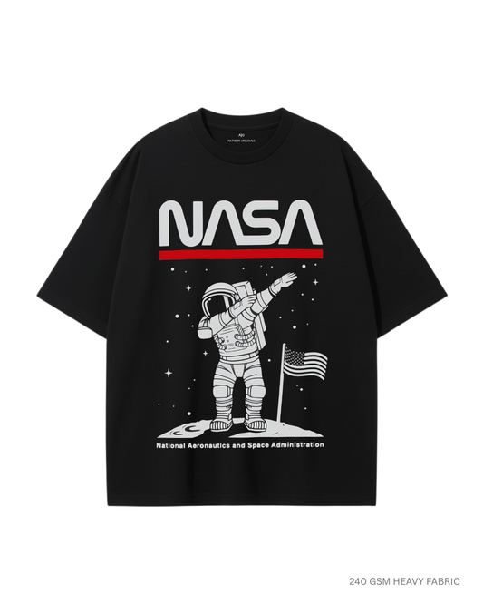 NASA Astronaut Dab Unisex Oversized T-Shirts BLACK