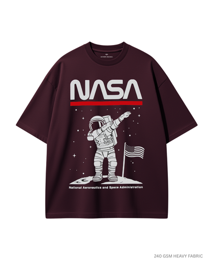 NASA Astronaut Dab Unisex Oversized T-Shirts MAROON