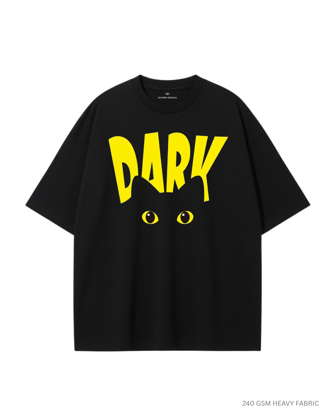 Dark Oversized T-Shirts for Women: Black BLACK Cotton 240 GSM