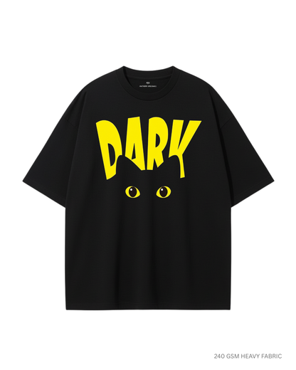 Dark Oversized T-Shirts for Women: Black BLACK Cotton 240 GSM