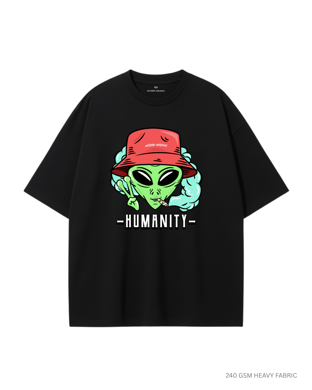 Humanity: ALIEN & SPACE- Oversized T-Shirts BLACK
