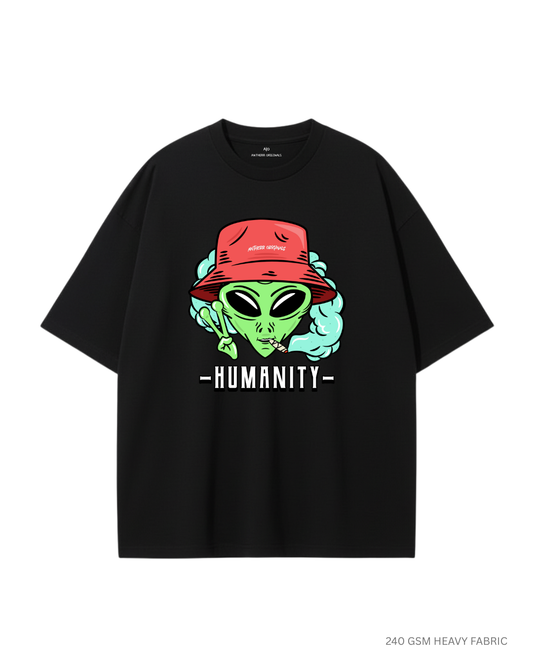 Humanity: ALIEN & SPACE- Oversized T-Shirts BLACK