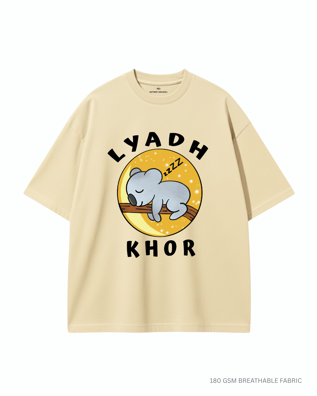 Lyadh Khor Unisex Lightweight Oversized T-Shirts BEIGE Cotton 180 GSM