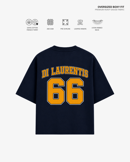 Briar U Hawks French Terry Oversized T-Shirt | Antherr Core DI LAURENTIS (NAVYBLUE) Cotton French Terry 260 GSM