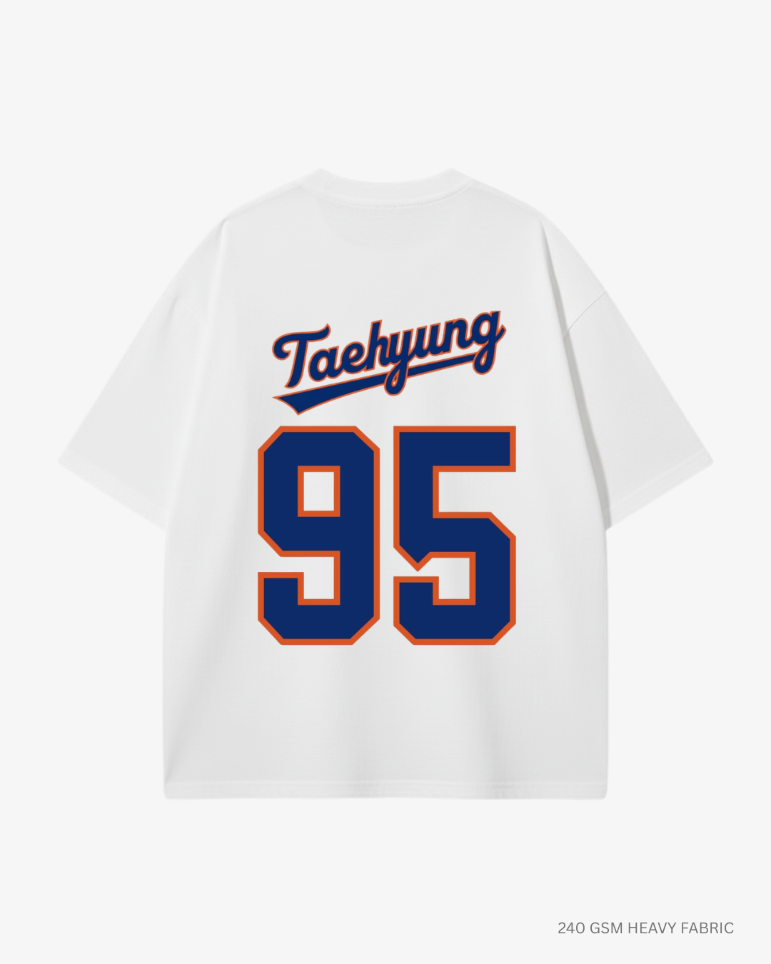 Bangtan Varsity Blue Edition Unisex Oversized T-Shirt | Antherr Core Taehyung (White) Cotton 240 GSM