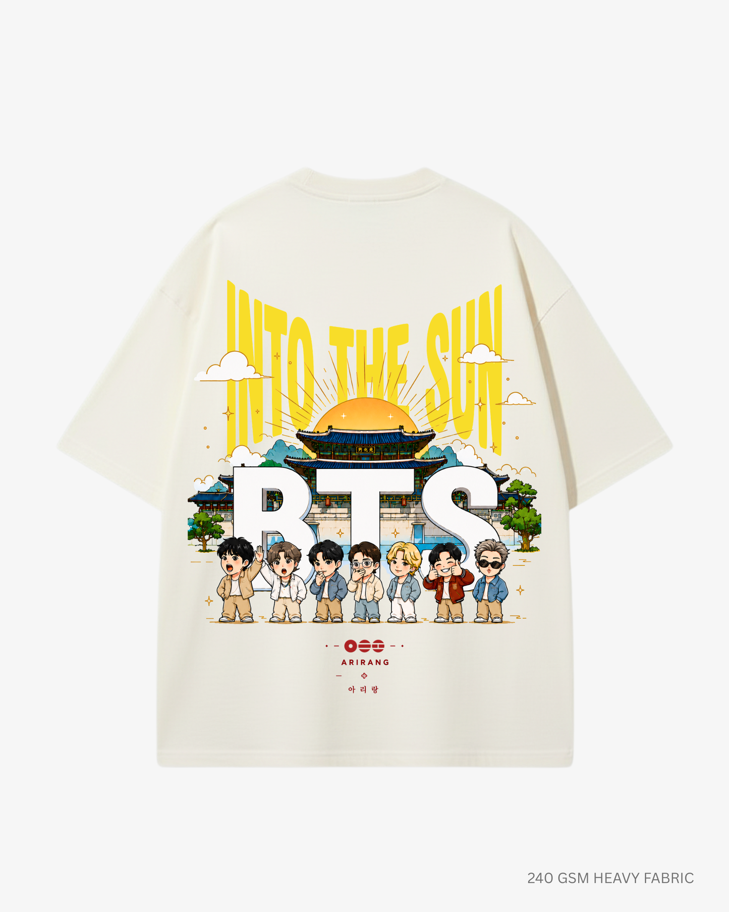 Into The Sun Arirang Unisex Oversized T-Shirt Off White Cotton 240 GSM