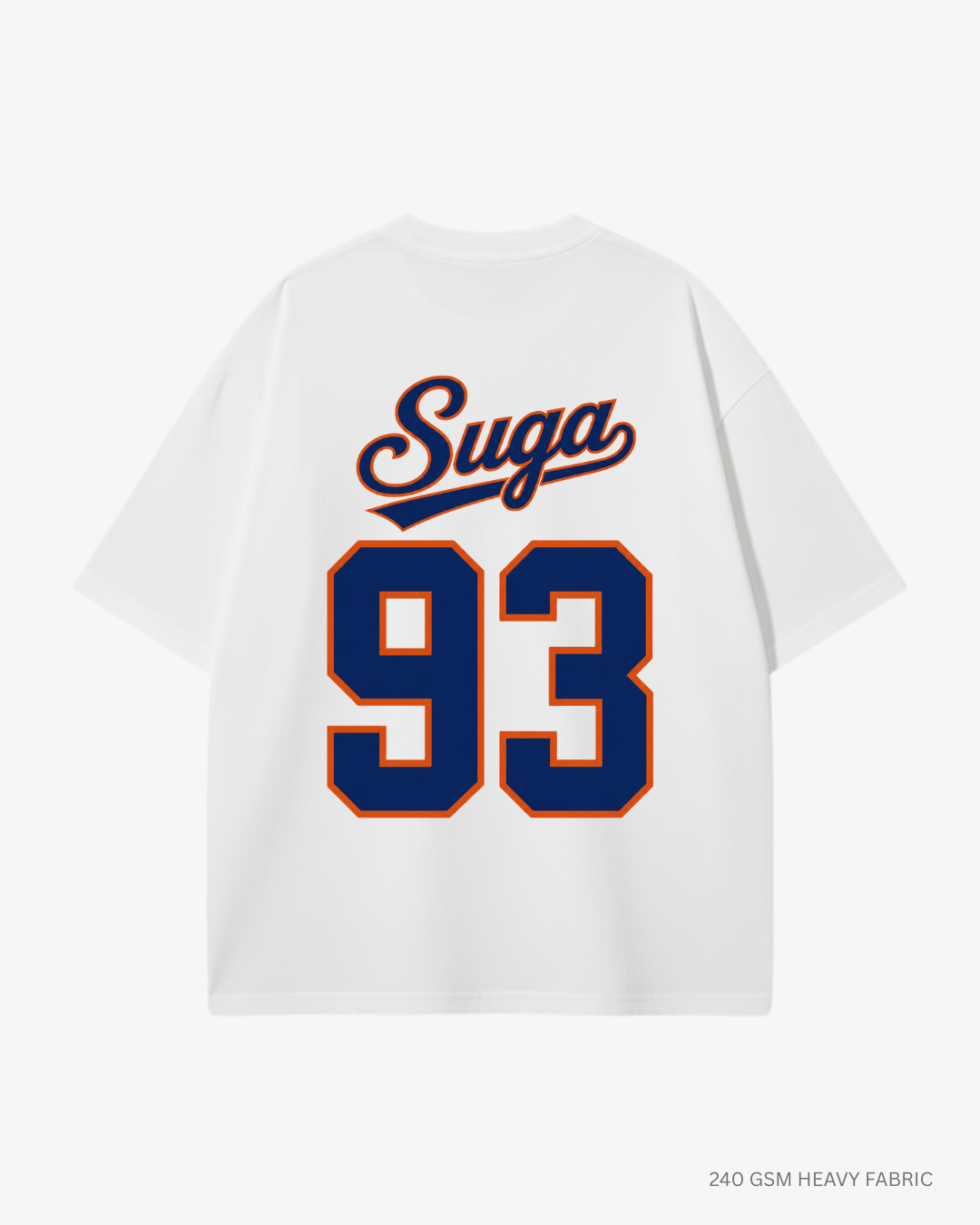 Bangtan Varsity Blue Edition Unisex Oversized T-Shirt | Antherr Core Suga (White) Cotton 240 GSM