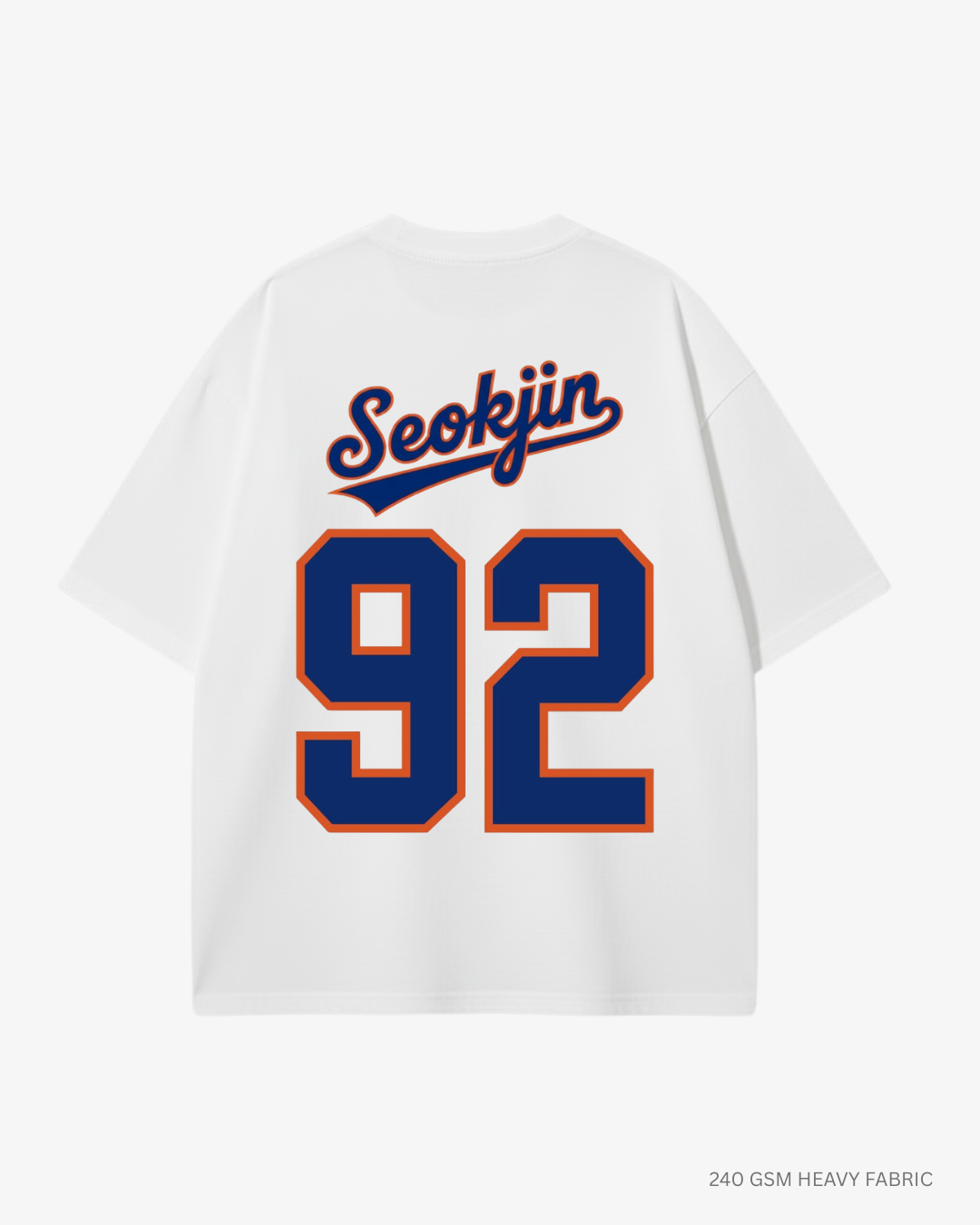 Bangtan Varsity Blue Edition Unisex Oversized T-Shirt | Antherr Core Seokjin (White) Cotton 240 GSM