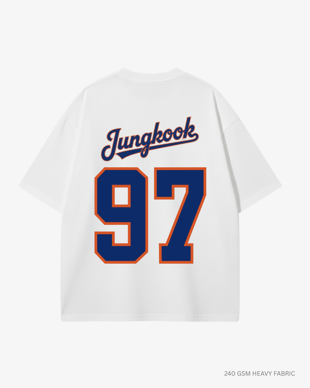 Bangtan Varsity Blue Edition Unisex Oversized T-Shirt | Antherr Core Jungkook (White) Cotton 240 GSM