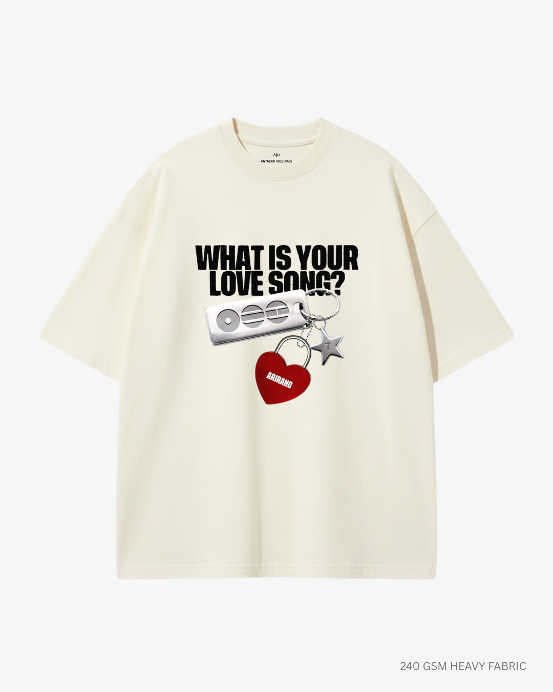 What Is Your Love Song? Arirang Unisex Oversized T-Shirt | Antherr Core Off White Cotton 240 GSM