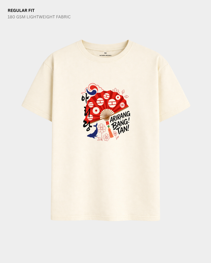 Arirang Bangtan BTS Regular Fit T-Shirt | Antherr Core Off White Cotton 180 GSM