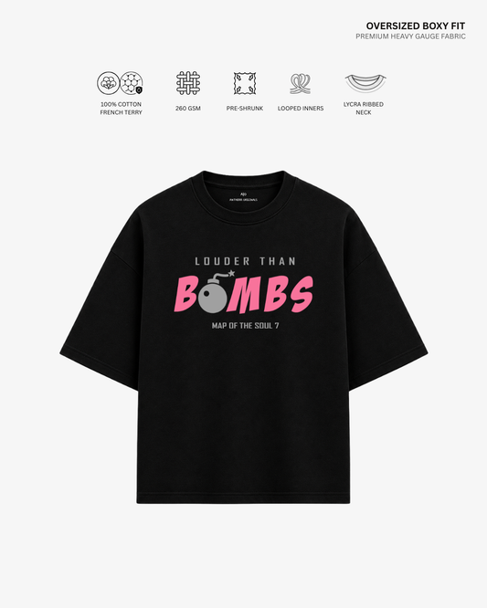 Louder Than Bombs French Terry Oversized T-Shirt | Antherr Core Black Cotton French Terry 260 GSM