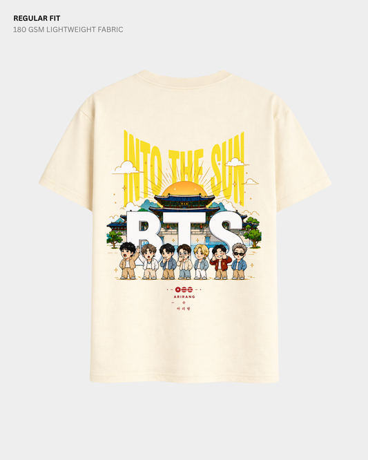 Chibi Into The Sun BTS Regular Fit T-Shirt | Antherr Core Off White Cotton 180 GSM