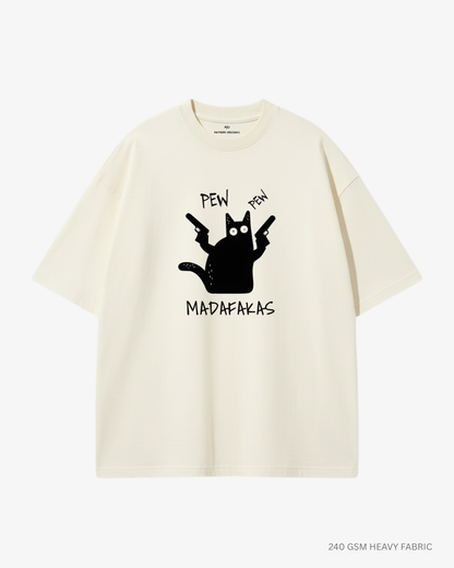 Pew Pew Unisex Oversized T-Shirt | Antherr Core OFF-WHITE 240 GSM Cotton
