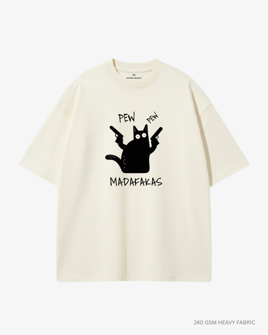 Pew Pew Unisex Oversized T-Shirt | Antherr Core OFF-WHITE 240 GSM Cotton