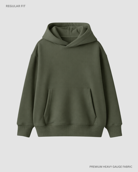 Basic Olive Green Winter Hoodies OLIVE GREEN