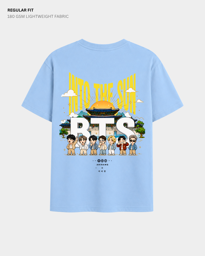 Chibi Into The Sun BTS Regular Fit T-Shirt | Antherr Core Baby Blue Cotton 180 GSM
