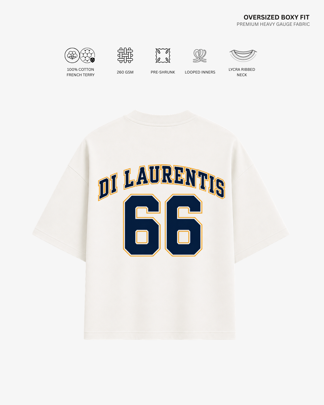 Briar University French Terry Oversized T-Shirt | Antherr Core DI LAURENTIS OFF-WHITE Cotton French Terry 260 GSM