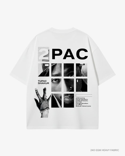 2Pak Tupac Unisex Oversized T-Shirt | Antherr Core WHITE Cotton 240 GSM