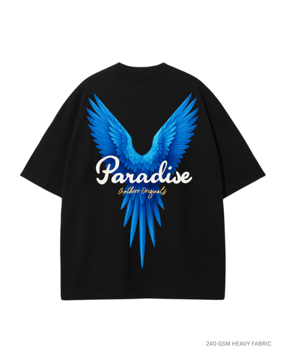 Paradise: Unisex Oversized T-Shirts Black Cotton 240 GSM