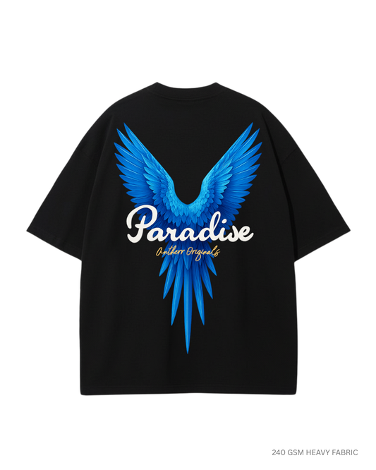 Paradise: Unisex Oversized T-Shirts Black Cotton 240 GSM