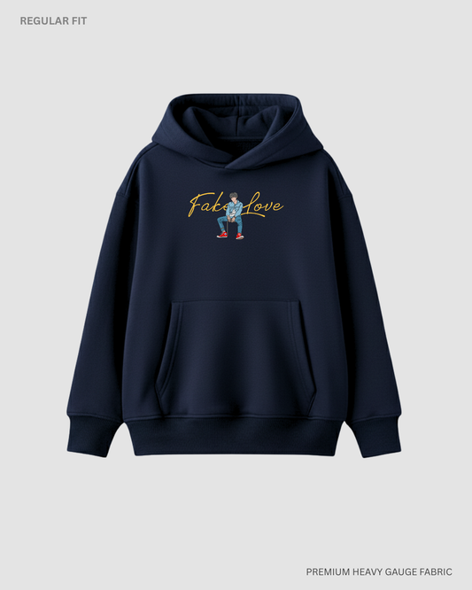Fake Love Unisex Winter Hoodies NAVY BLUE