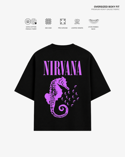 Nirvana French Terry Oversized T-Shirt | Antherr Core Black Cotton French Terry 260 GSM