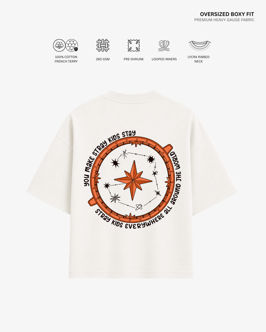 Stray Kids 8TH Anniversary French Terry Oversized T-Shirt | Antherr Core Off White Cotton French Terry 260 GSM