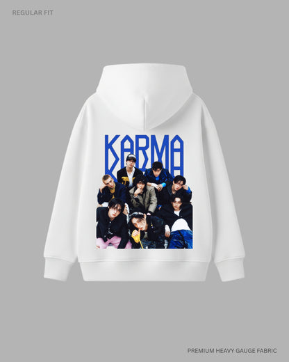 KARMA SKZ Unisex Winter Hoodie WHITE