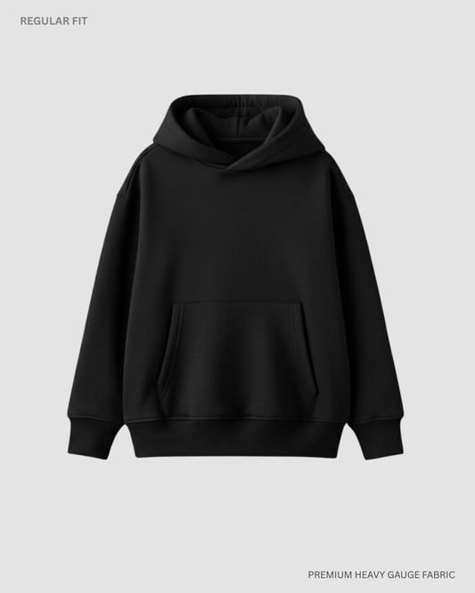 Basic Black Unisex Winter Hoodies BLACK
