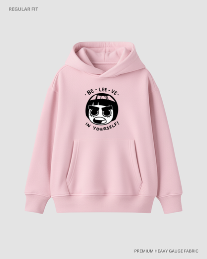 Believe in Yourself Rock Lee Unisex Winter Hoodie | Antherr Core Baby Pink