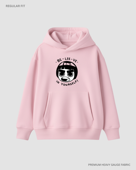 Believe in Yourself Rock Lee Unisex Winter Hoodie | Antherr Core Baby Pink