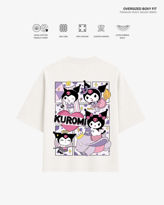 Kuromi French Terry Oversized T-Shirt | Antherr Core OFF WHITE Cotton French Terry 260 GSM