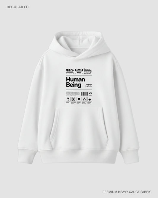 Human Being: Antherr Originals Unisex Hoodie White Regular