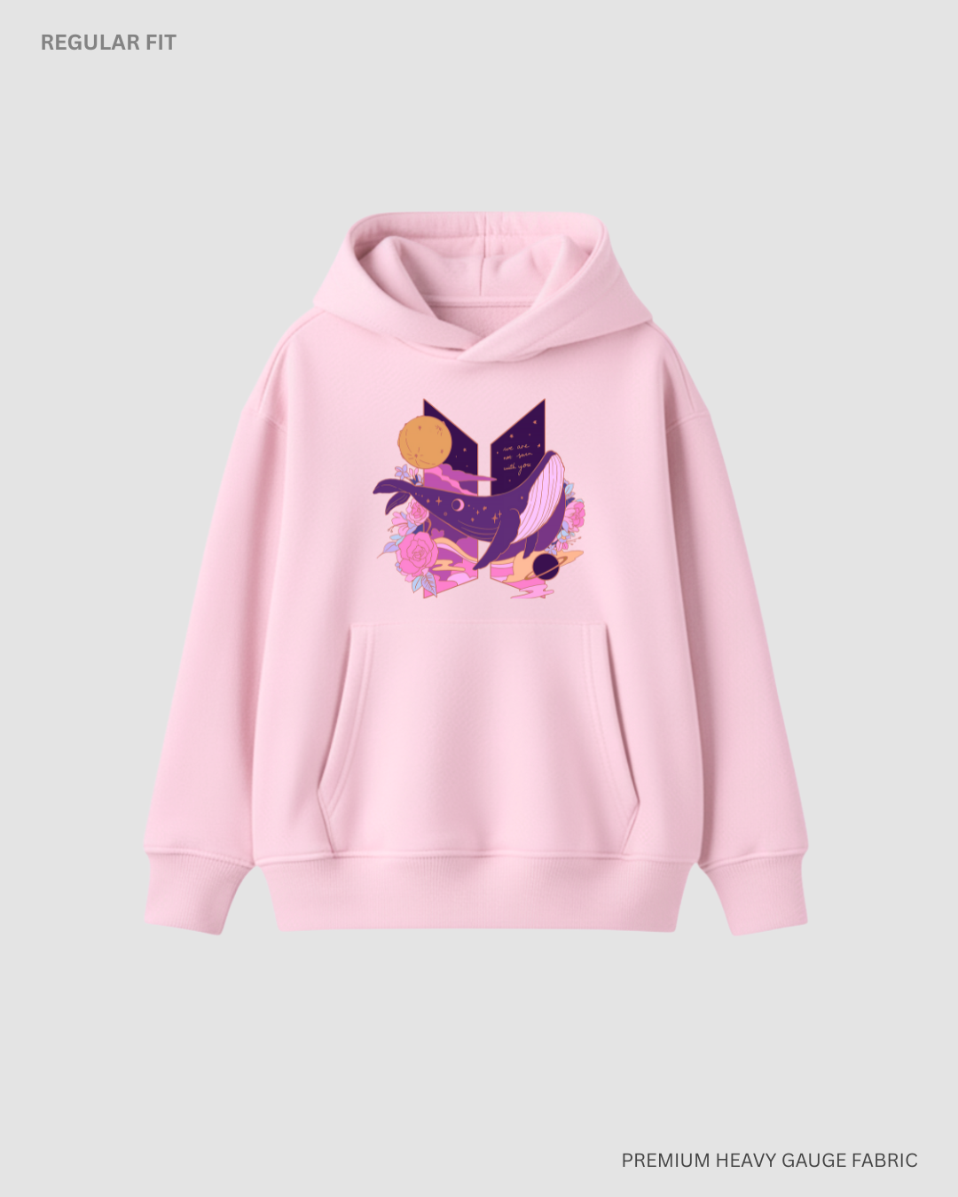 We are not seven with you Unisex Winter Hoodies BABY PINK