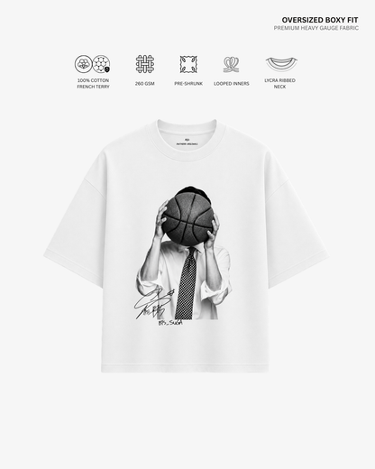 Bangtan Boys French Terry Oversized T-Shirt | Antherr Core Suga (White) Cotton French Terry 260 GSM