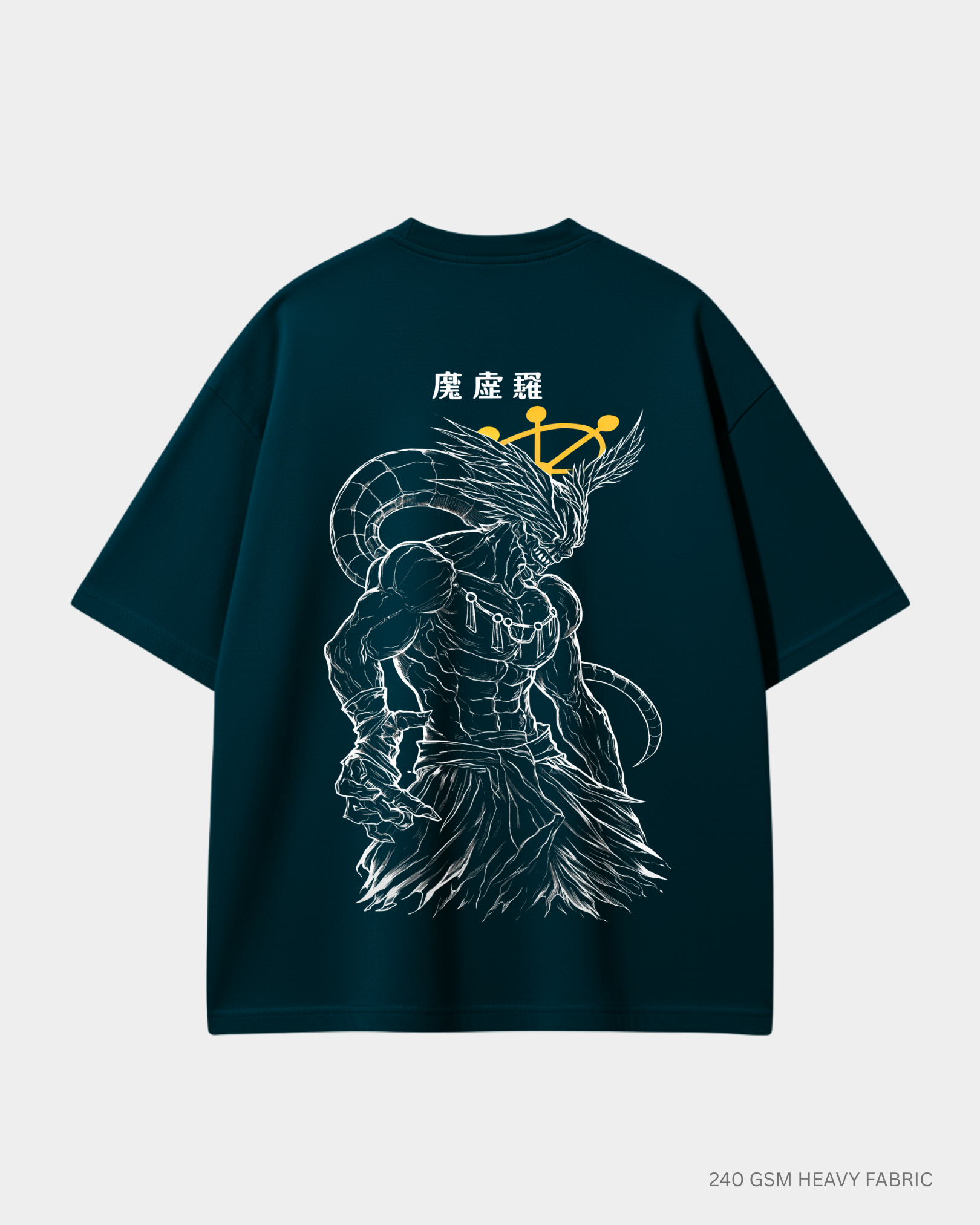 Mahoraga JJK Unisex Oversized T-Shirt | Antherr Core Petrol Blue Cotton 240 GSM