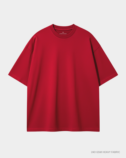 Basic Red Unisex Oversized T-Shirt | Antherr Originals RED Cotton 240 GSM