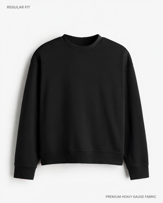 Basic Black Unisex Winter Sweatshirt | Regular Fit BLACK