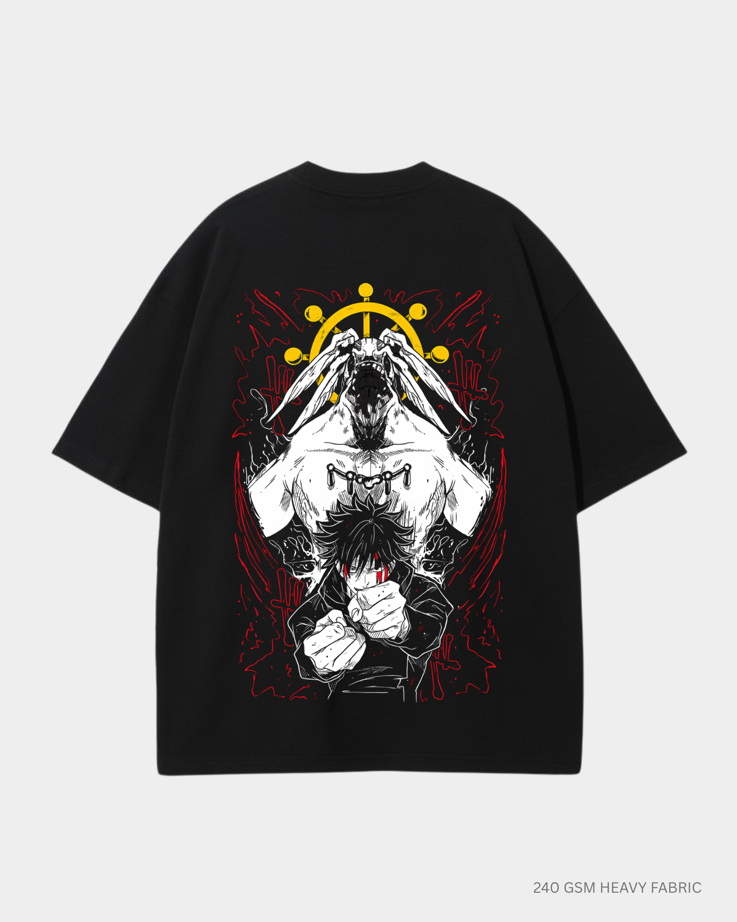 Megumi Mahoraga JJK Unisex Oversized T-Shirt | Antherr Core Black Cotton 240 GSM