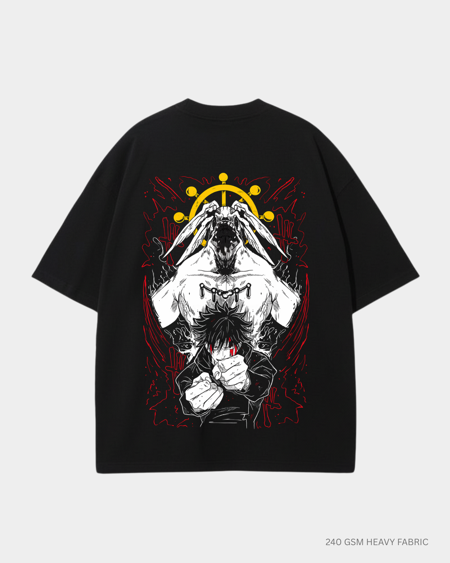 Megumi Mahoraga JJK Unisex Oversized T-Shirt | Antherr Core Black Cotton 240 GSM