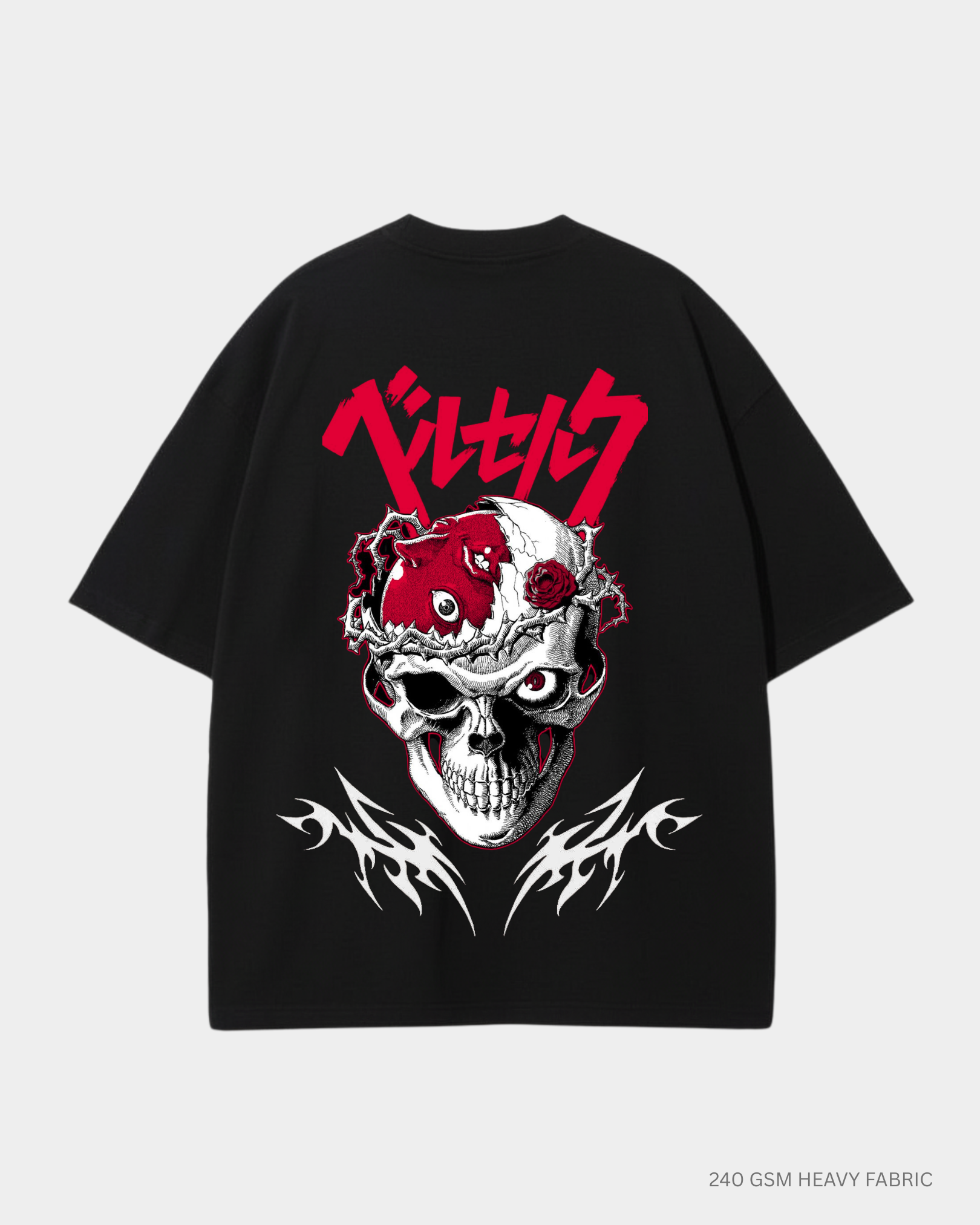 Berserk Skull Unisex Oversized T-Shirt | Antherr Core Black Cotton 240 GSM