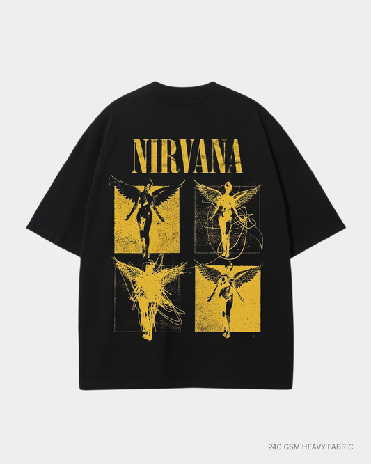 Nirvana Unisex Oversized T-Shirt | Antherr Core Black Cotton 240 GSM